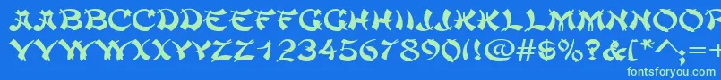 ChowmeinwideRegular Font – Green Fonts on Blue Background