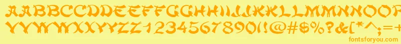 ChowmeinwideRegular Font – Orange Fonts on Yellow Background