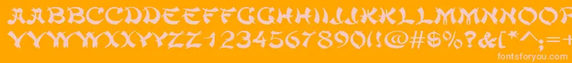 ChowmeinwideRegular-Schriftart – Rosa Schriften auf orangefarbenem Hintergrund