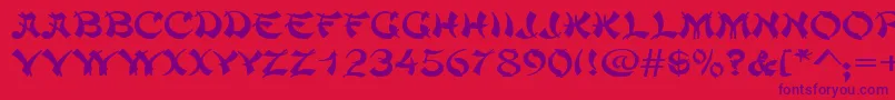 ChowmeinwideRegular-Schriftart – Violette Schriften auf rotem Hintergrund