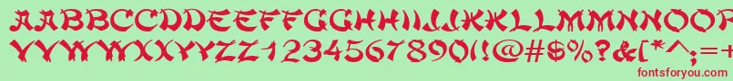 ChowmeinwideRegular Font – Red Fonts on Green Background