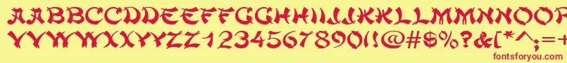 ChowmeinwideRegular Font – Red Fonts on Yellow Background