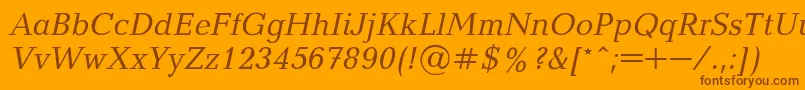 Baltica1-Schriftart – Braune Schriften auf orangefarbenem Hintergrund