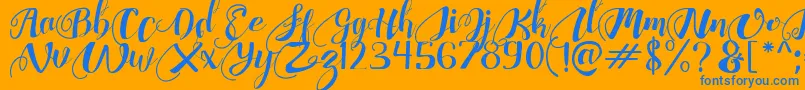 ChocolateHeartFree-Schriftart – Blaue Schriften auf orangefarbenem Hintergrund