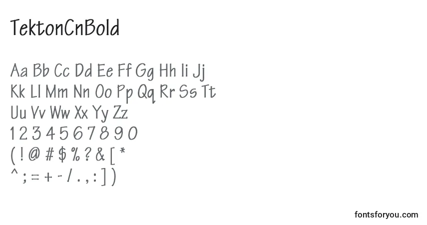 Czcionka TektonCnBold – alfabet, cyfry, specjalne znaki