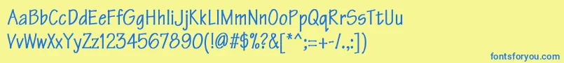 フォントTektonCnBold – 青い文字が黄色の背景にあります。