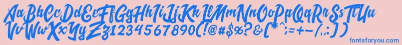 CadassScriptDemo-Schriftart – Blaue Schriften auf rosa Hintergrund