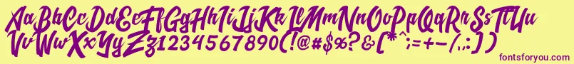 CadassScriptDemo Font – Purple Fonts on Yellow Background