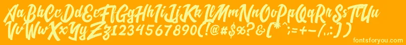 CadassScriptDemo Font – Yellow Fonts on Orange Background