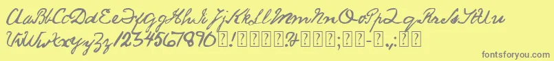 SaucyJack-Schriftart – Graue Schriften auf gelbem Hintergrund