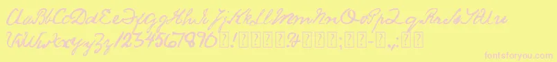 SaucyJack-Schriftart – Rosa Schriften auf gelbem Hintergrund