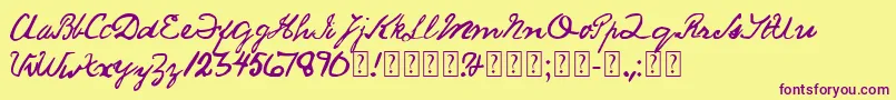 SaucyJack-Schriftart – Violette Schriften auf gelbem Hintergrund
