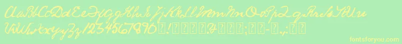 フォントSaucyJack – 黄色の文字が緑の背景にあります