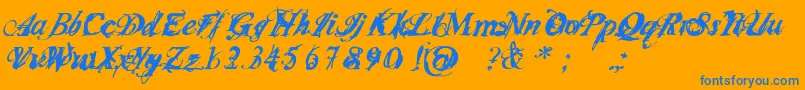 フォントInfiltri – オレンジの背景に青い文字