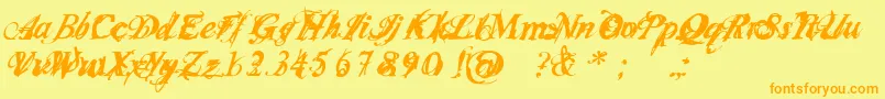 Infiltri-Schriftart – Orangefarbene Schriften auf gelbem Hintergrund