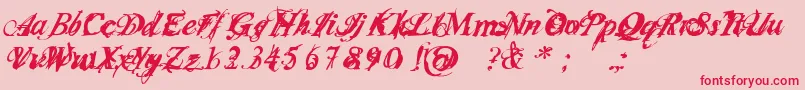 Infiltri-Schriftart – Rote Schriften auf rosa Hintergrund