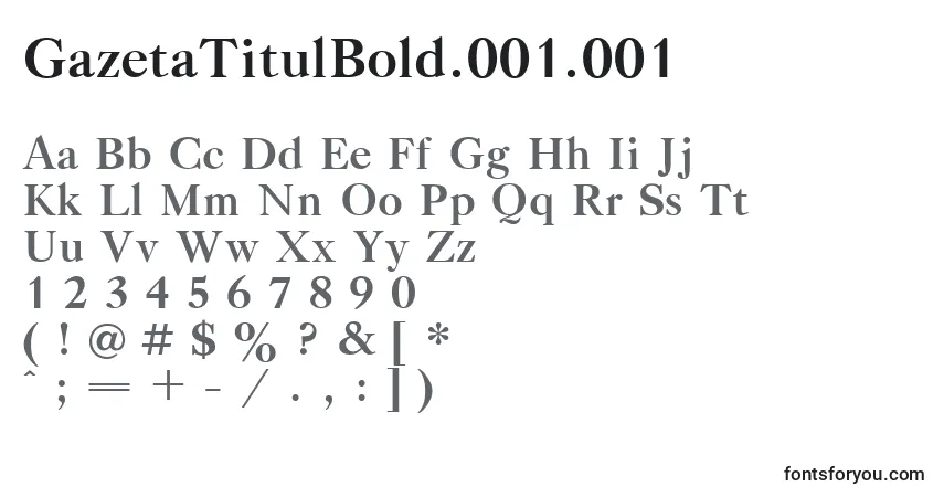 Czcionka GazetaTitulBold.001.001 – alfabet, cyfry, specjalne znaki