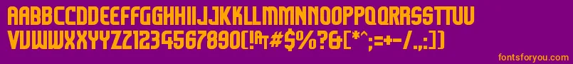 Komikazoom-Schriftart – Orangefarbene Schriften auf violettem Hintergrund