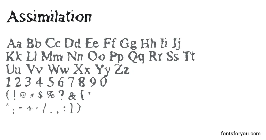 Шрифт Assimilation – алфавит, цифры, специальные символы
