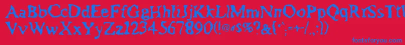 Assimilation Font – Blue Fonts on Red Background