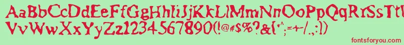 Assimilation Font – Red Fonts on Green Background