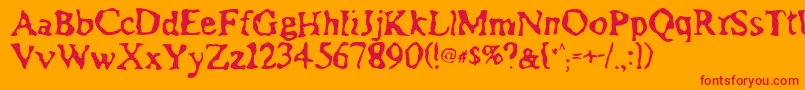 Assimilation Font – Red Fonts on Orange Background
