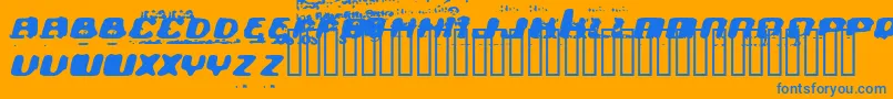 Theultra-Schriftart – Blaue Schriften auf orangefarbenem Hintergrund