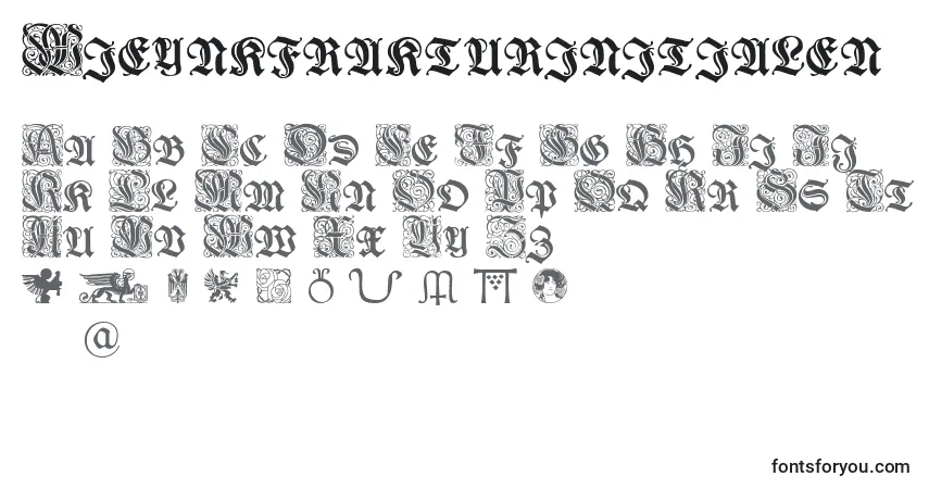 Wieynkfrakturinitialen-fontti – aakkoset, numerot, erikoismerkit
