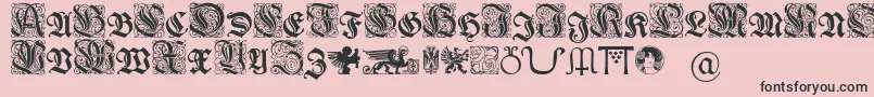 Wieynkfrakturinitialen Font – Black Fonts on Pink Background