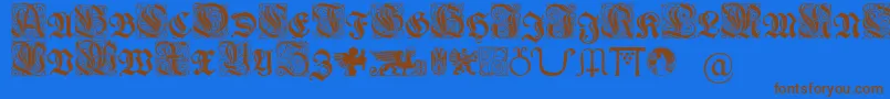 Wieynkfrakturinitialen-Schriftart – Braune Schriften auf blauem Hintergrund