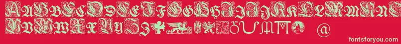 Wieynkfrakturinitialen Font – Green Fonts on Red Background