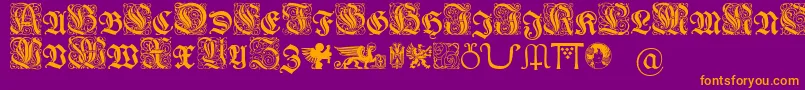 Wieynkfrakturinitialen Font – Orange Fonts on Purple Background