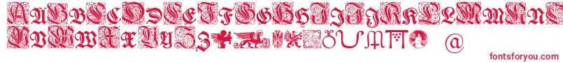 Wieynkfrakturinitialen Font – Red Fonts on White Background