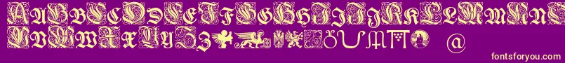 Wieynkfrakturinitialen Font – Yellow Fonts on Purple Background