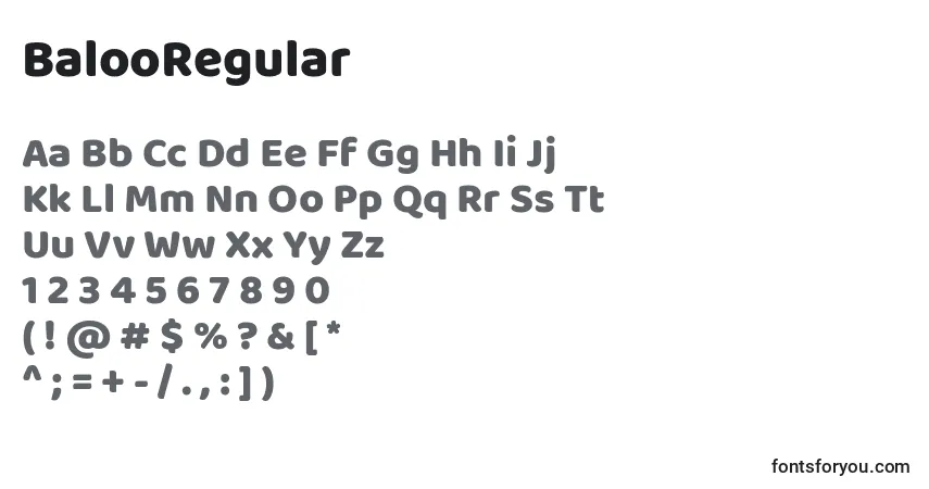 BalooRegularフォント–アルファベット、数字、特殊文字