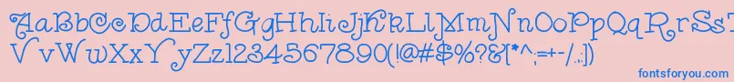 Anishoulder-Schriftart – Blaue Schriften auf rosa Hintergrund