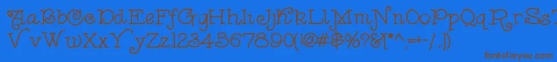 Anishoulder-Schriftart – Braune Schriften auf blauem Hintergrund