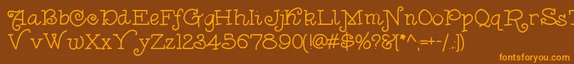 Anishoulder-Schriftart – Orangefarbene Schriften auf braunem Hintergrund