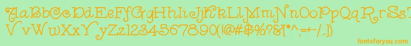 Anishoulder-Schriftart – Orangefarbene Schriften auf grünem Hintergrund