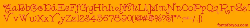 Anishoulder-Schriftart – Rote Schriften auf orangefarbenem Hintergrund