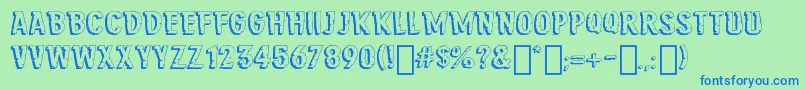 JungleRoarRegular-fontti – siniset fontit vihreällä taustalla