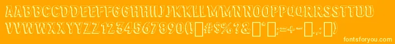 Więcej informacji o czcionce JungleRoarRegular Czcionka JungleRoarRegular – żółte czcionki na pomarańczowym tle