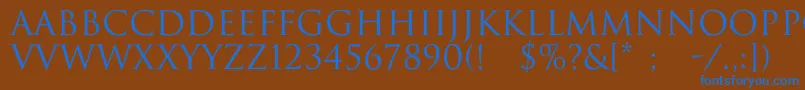 フォントImperiumNormal – 茶色の背景に青い文字