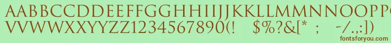 ImperiumNormal Font – Brown Fonts on Green Background