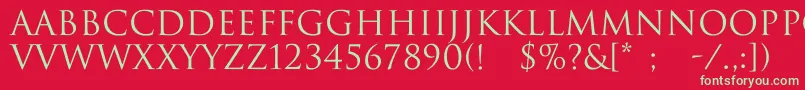 ImperiumNormal Font – Green Fonts on Red Background