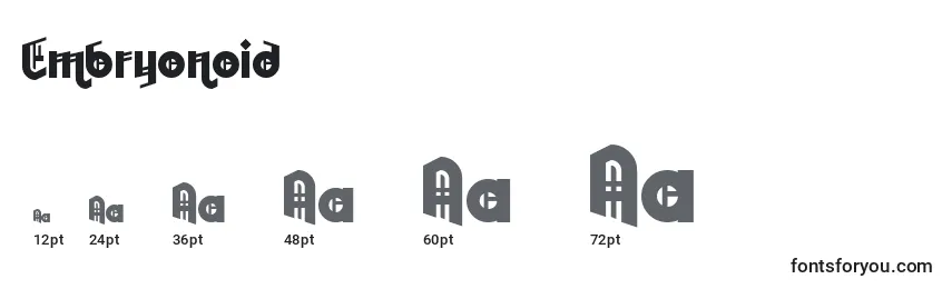 Embryonoid Font Sizes