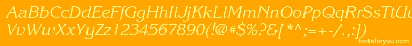 KorinnaettItalic Font – Yellow Fonts on Orange Background