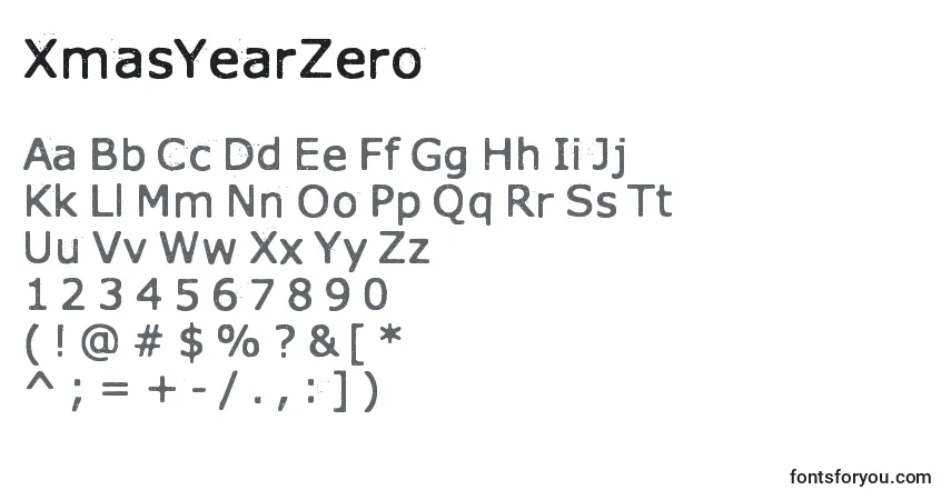 Czcionka XmasYearZero – alfabet, cyfry, specjalne znaki
