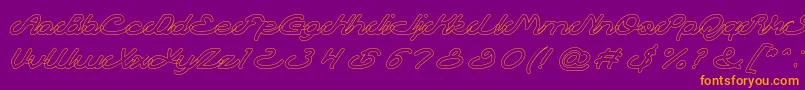 AutopilotHollow-Schriftart – Orangefarbene Schriften auf violettem Hintergrund