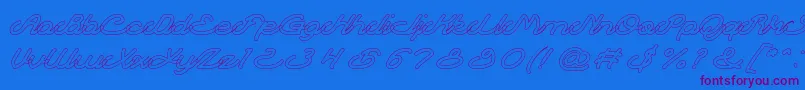 Weitere Informationen zur AutopilotHollow-Schriftart AutopilotHollow-Schriftart – Violette Schriften auf blauem Hintergrund